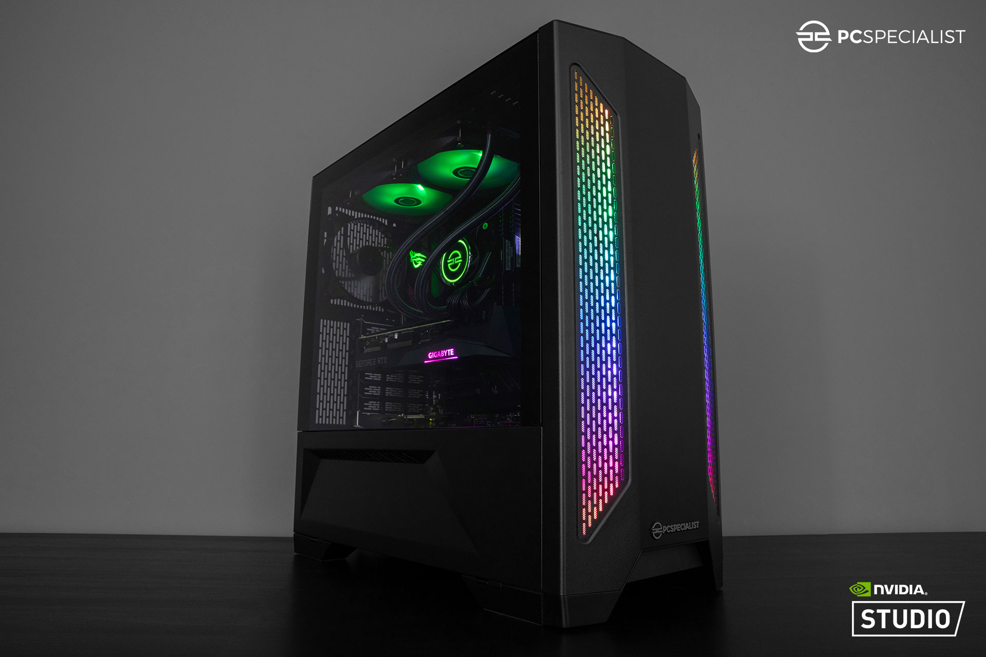 A photo of a PCSpecialist PC powered by Nvidia