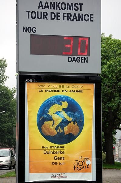 The countdown is put up right at the finish line.