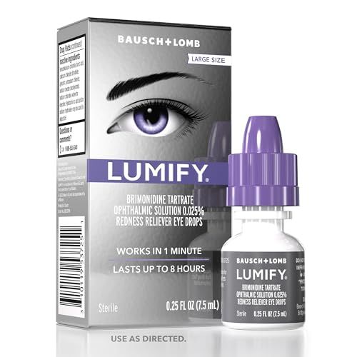 Lumify Eye Drops for Red Eyes, Redness Reliever for Brighter Looking Eyes, Works in 1 Minute & Lasts Up to 8 Hours, Eye Drops, 0.25 Fl Oz (7.5ml), Packaging May Vary