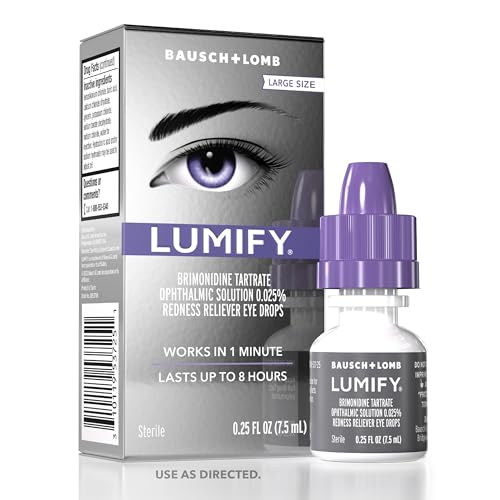 Lumify Eye Drops for Red Eyes, Redness Reliever for Brighter Looking Eyes, Works in 1 Minute & Lasts Up to 8 Hours, Eye Drops, 0.25 Fl Oz (7.5ml), Packaging May Vary