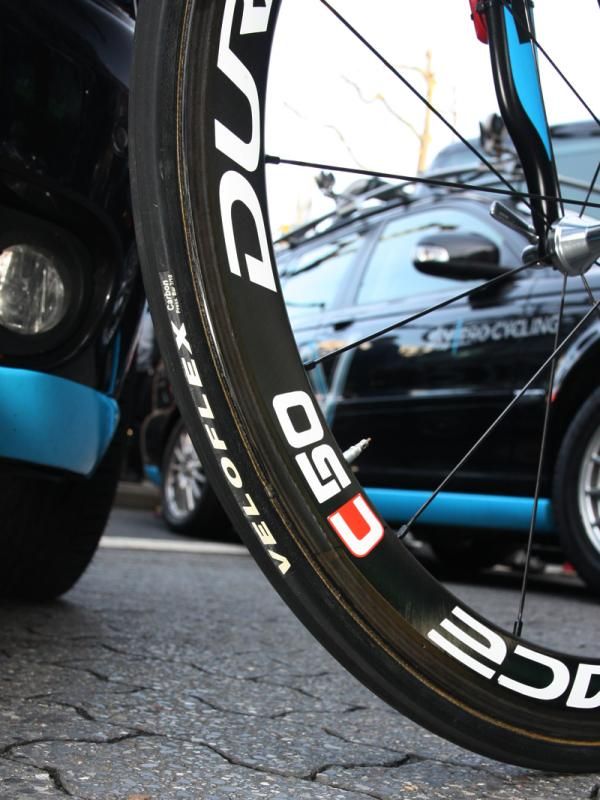 Edvald Boasson Hagen (Sky) used Veloflex tubulars mounted on 50mm-deep Shimano carbon wheels for Scheldeprijs.