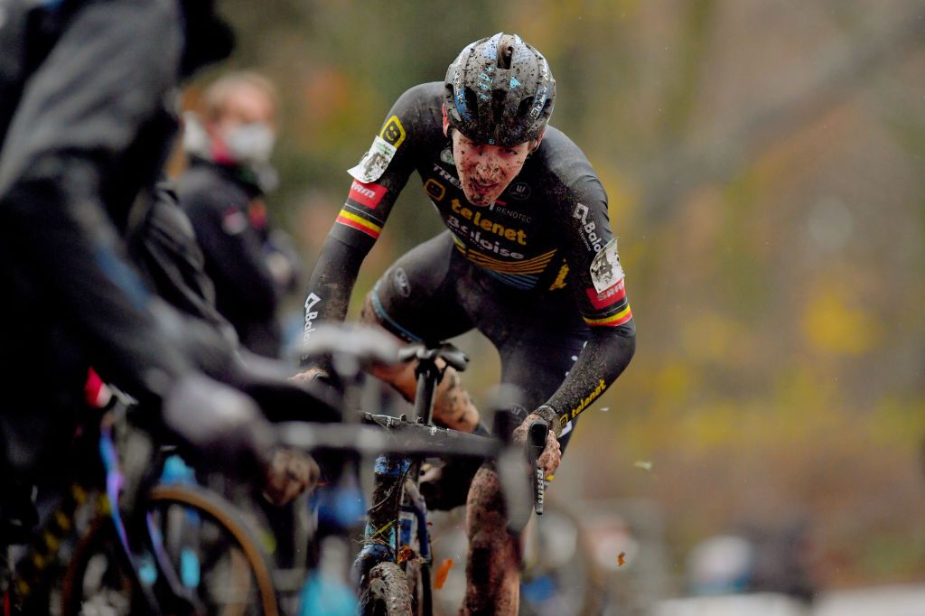 ANTWERPEN BELGIUM DECEMBER 13 Toon Aerts of Belgium and Team Telenet Baloise Lions Mud during the 43rd Superprestige Cyclocross Gavere 2020 Men Elite Superprestige2021 SPGavere SuperprestigeCX on December 13 2020 in Antwerpen Belgium Photo by Luc ClaessenGetty Images