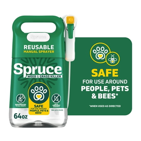 Spruce Weed &amp;amp; Grass Killer Manual Spray Starter Kit, 64 Oz. - Safe for People, Pets &amp;amp; Bees