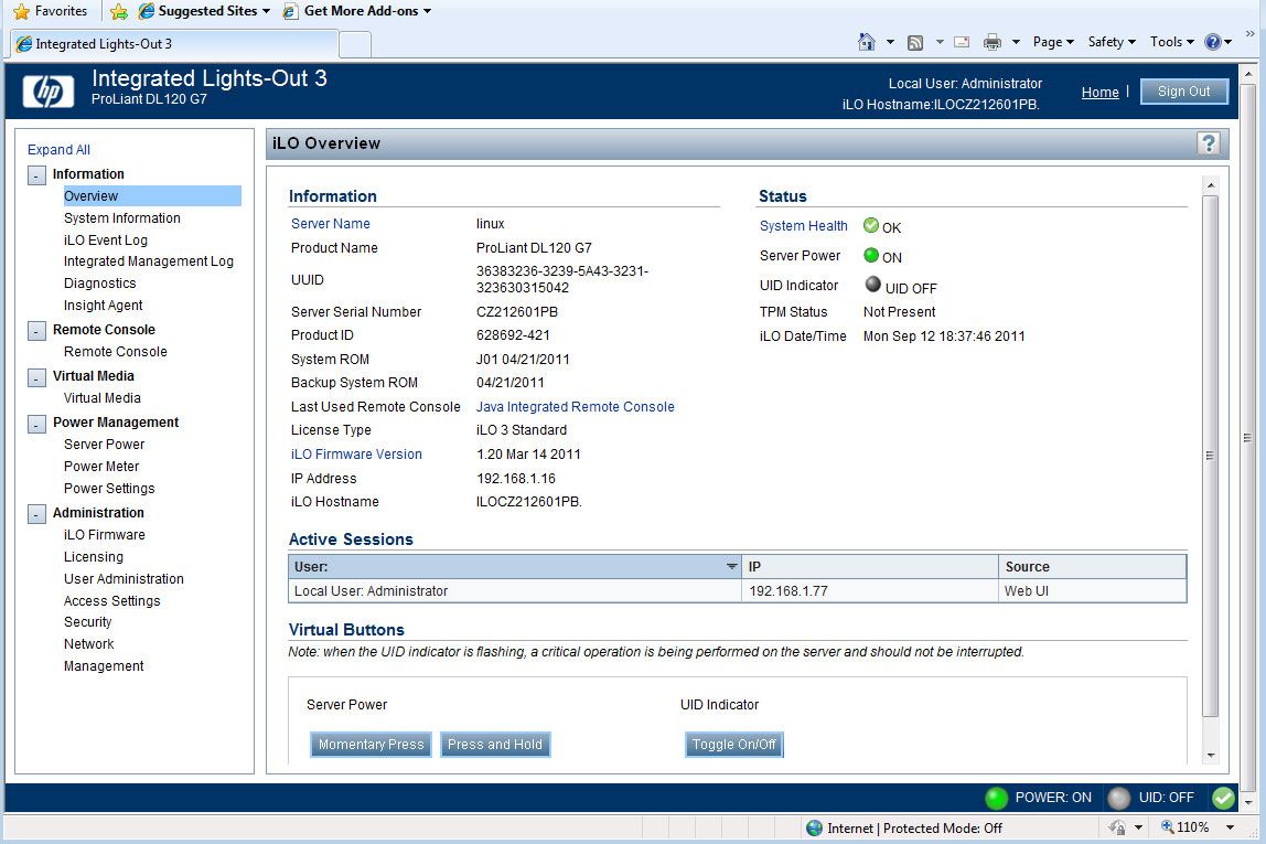 The DL120 G7 comes as standard with HP&rsquo;s excellent iLO3 chip which provides quality remote management features.