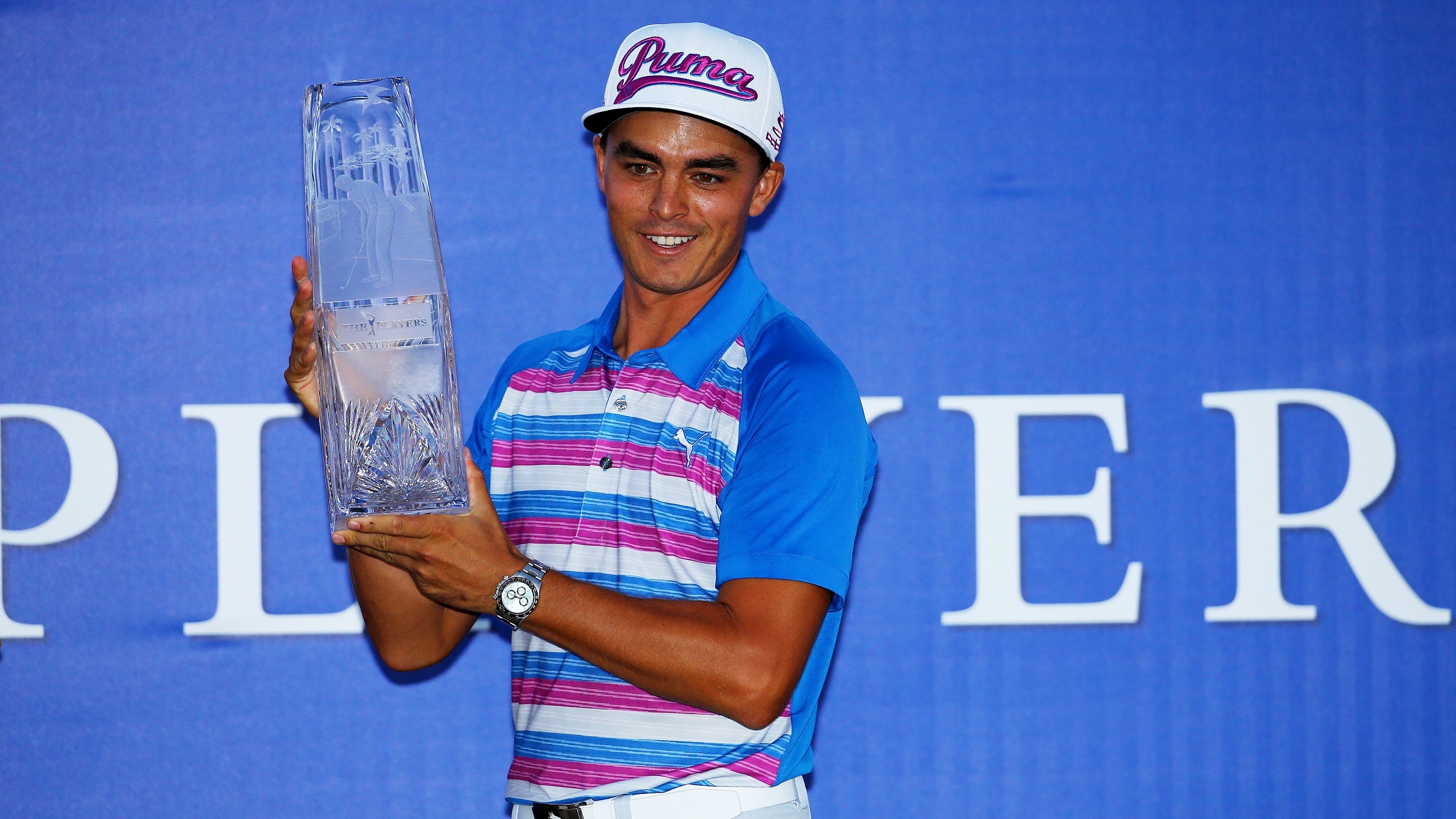 Rickie Fowler, winner of the 2015 Players Championship after a player with Kevin Kisner and Sergio Garcia