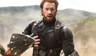 Avengers: Infinity War Chris Evans in battle, wearing the Nomad costume