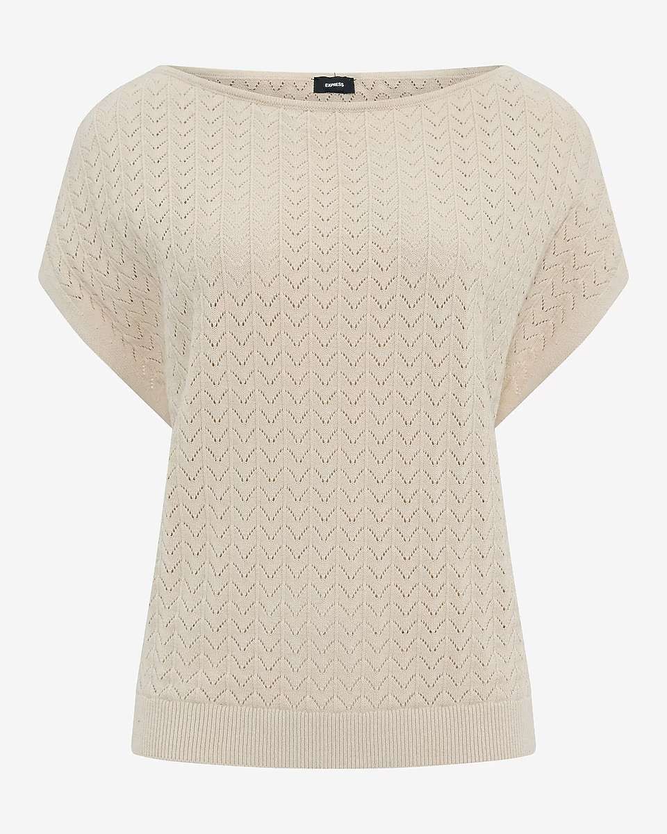 Express, Cotton Textured Open Stitch Dolman Sweater