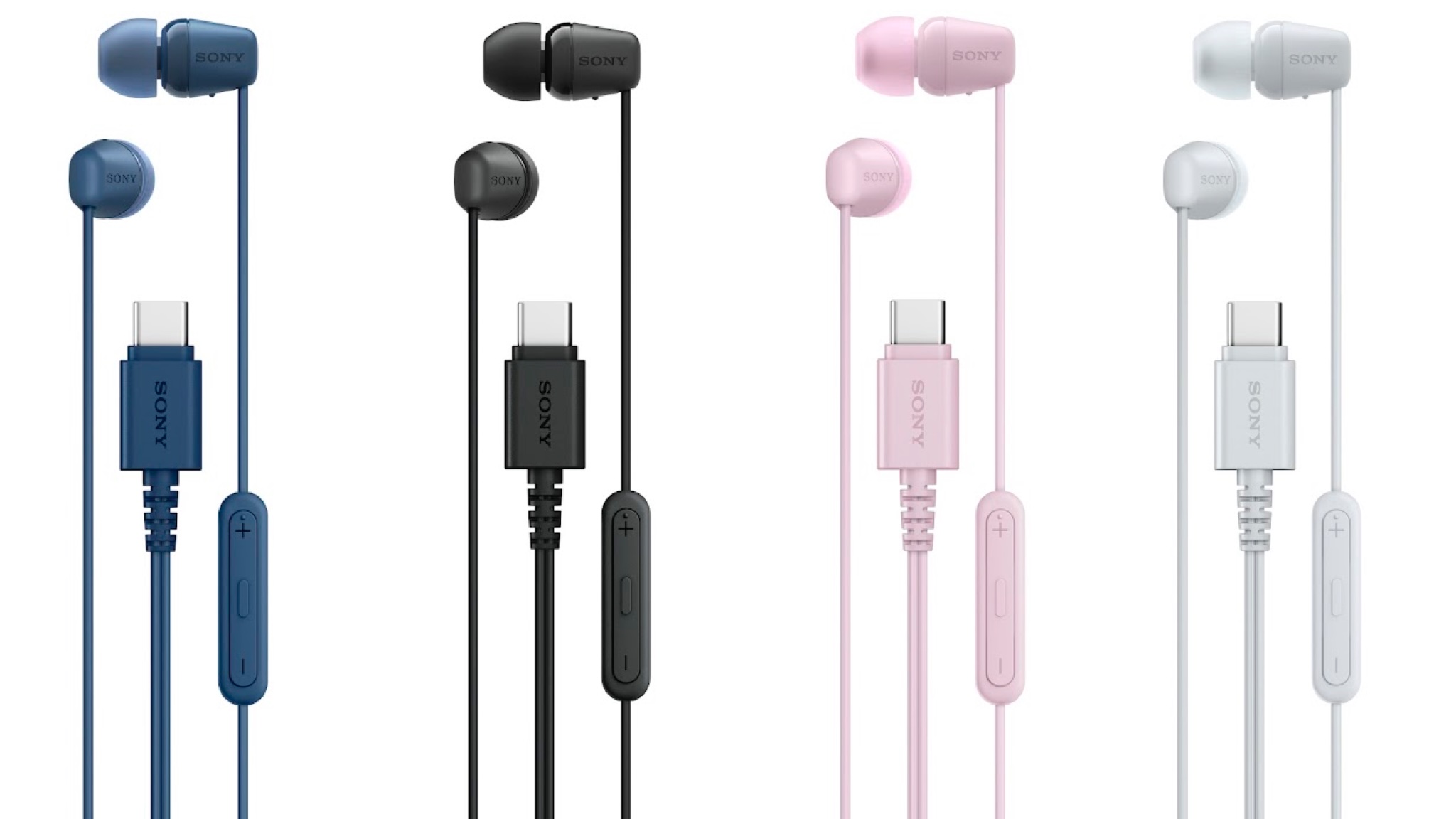 Sony IER-EX15C USB-C in blue, black, pink and white