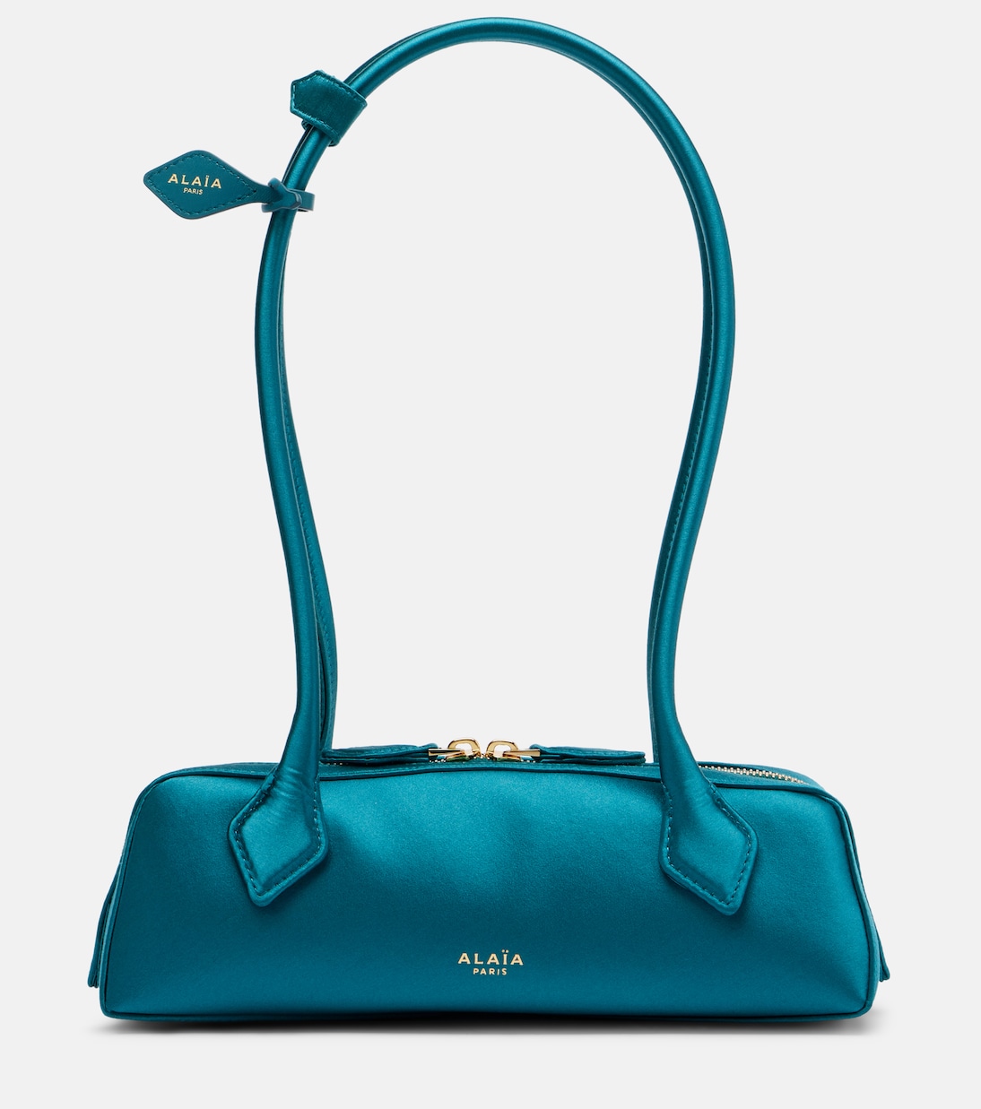 Le Teckel Small Satin Shoulder Bag in Blue - Alaia