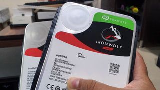 Seagate IronWolf NAS drive in hand