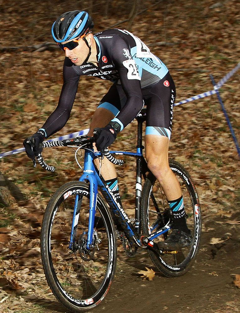 Kerry Werner (Raleigh-Clement Professional Cycling Team) falls off the podium today.