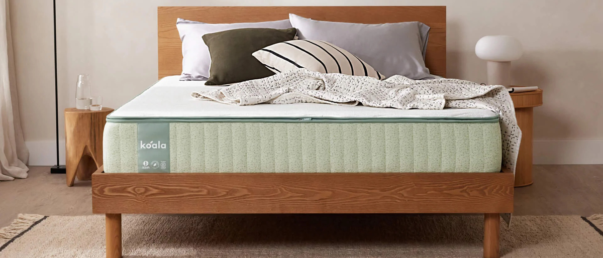 Koala mattress on a bed in a stylish but simple bedroom