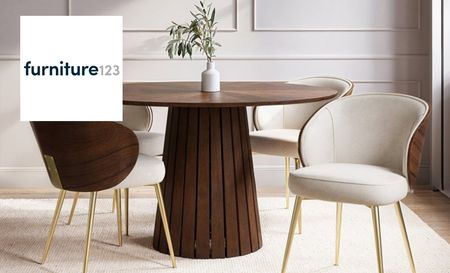 Furniture123's dining room set in brown and cream