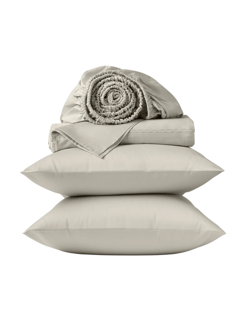 Cloud Soft Organic Sateen Sheet Set in Stone Scalloped