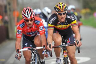 Fabian Cancellara and Tom Boonen riding side-by-side in 2010