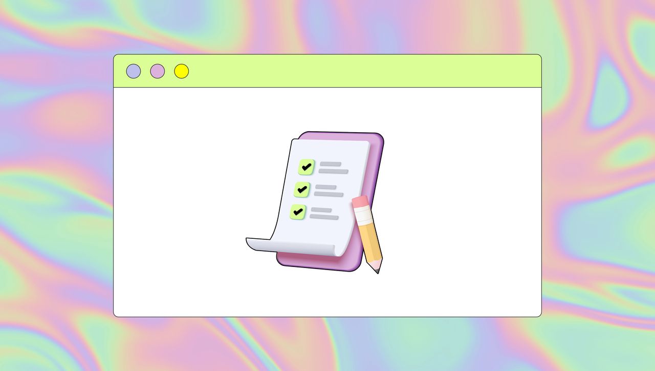 Rainbow background with checklist graphic on top