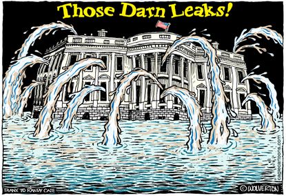 Political cartoon US Trump White House leaks