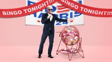 Illustration of Joe Biden hosting a bingo event