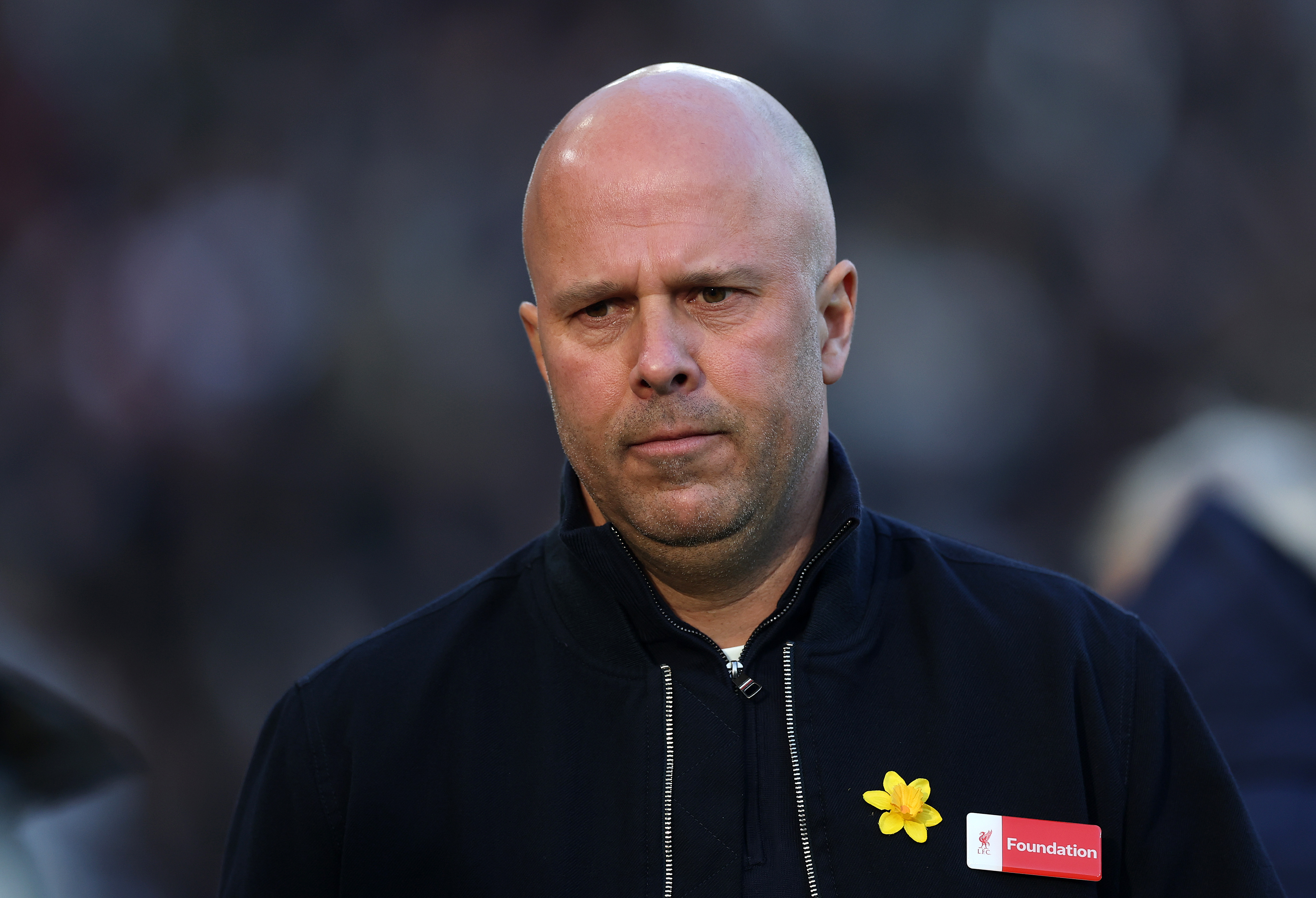 Liverpool manager Arne Slot looks on after his side drew 1-1 with Tottenham in the Premier League