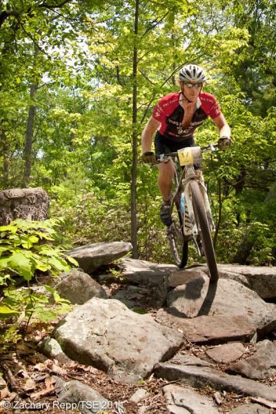 John Merriam enjoying one of Beautiful Trails rock ledges.