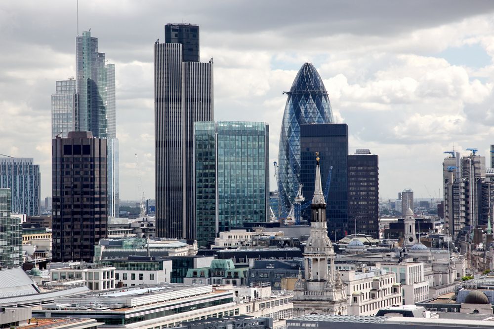 A skyline of the City of London&amp;#039;s financial hub