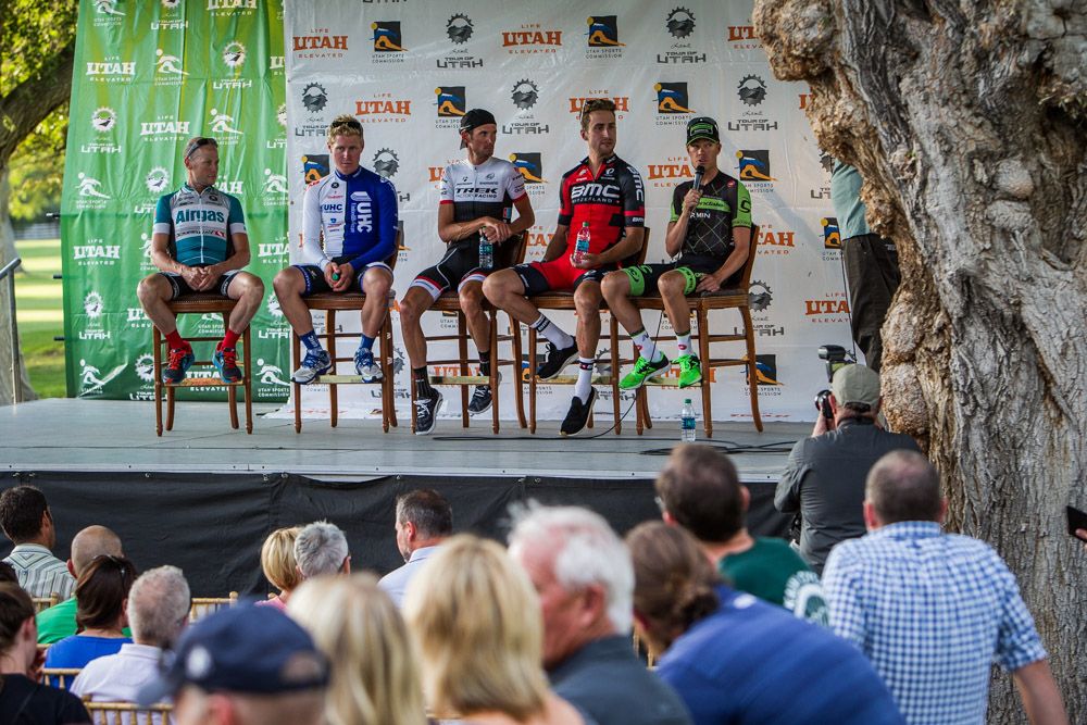 Riders get interviewed after tonights team presentation.