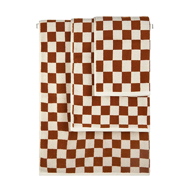 Terracotta checked towel