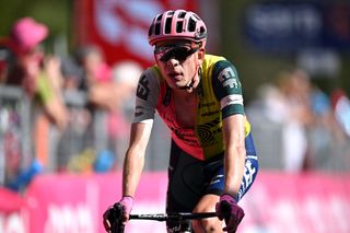 Hugh Carthy at the finish of stage 18 of the Giro d'Italia