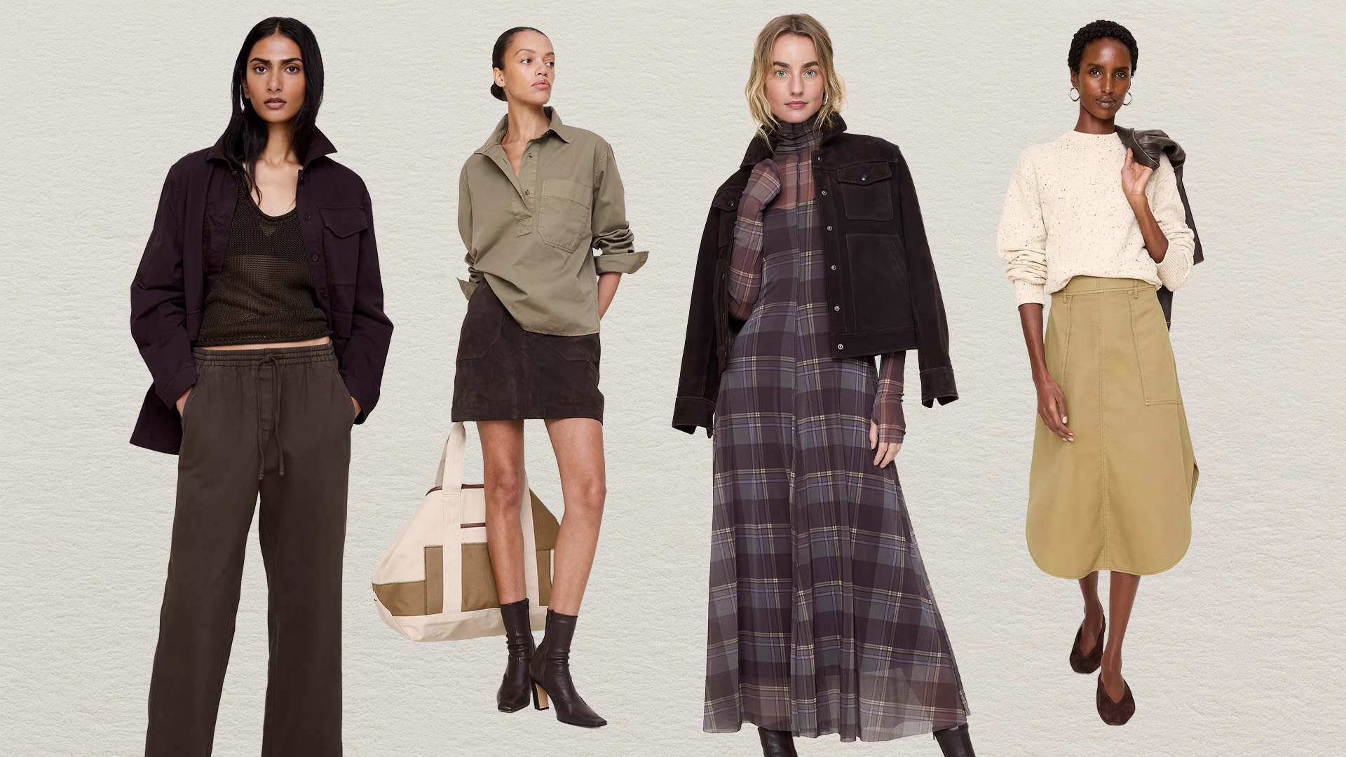 Collage of Banana Republic outfits