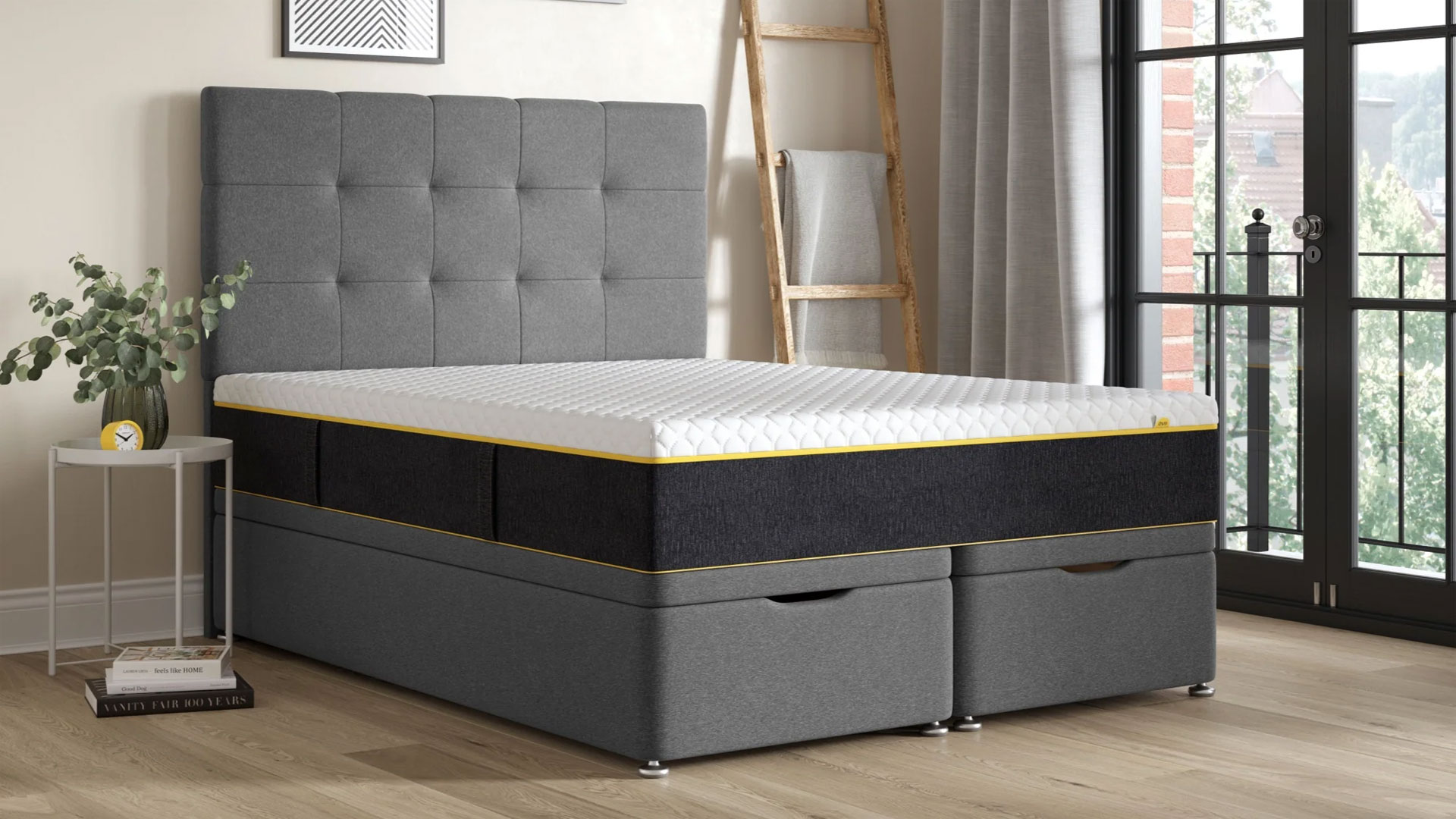 Eve The WunderFlip Premium Hybrid mattress in a bedroom
