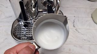 Freshly steamed, smooth milk in the Nespresso Vertuo Creatista