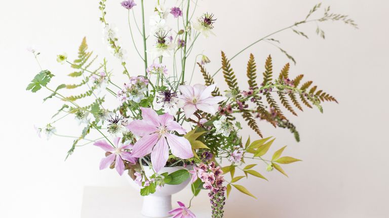 Homes & Gardens Flower of the Month, Delphiniums styled in a vase