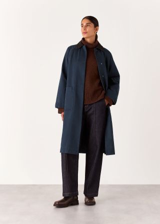 Navy Gabriella Waxed Overcoat