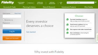 Website screenshot for Fidelity