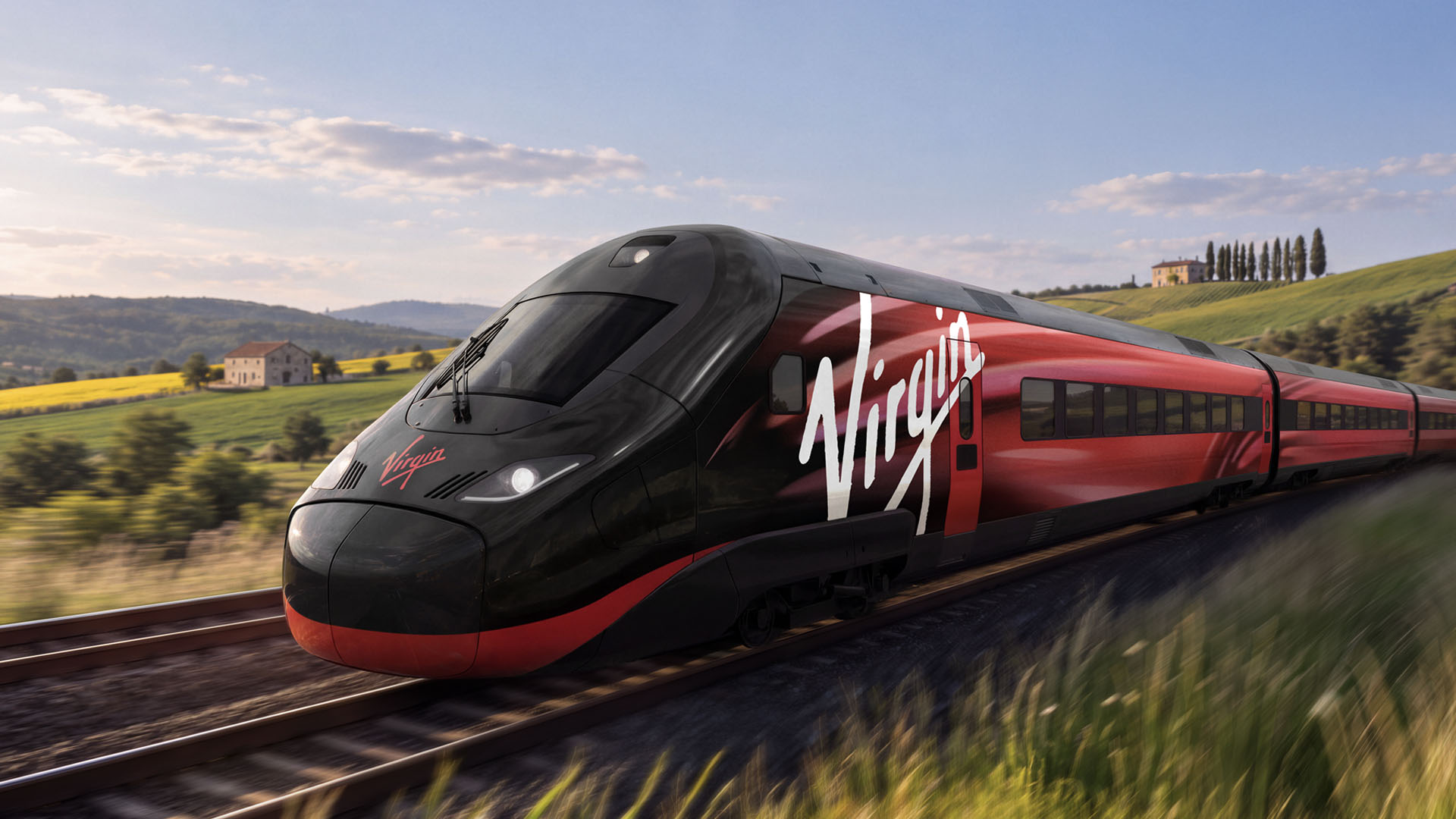 A Virgin train mock-up render. 