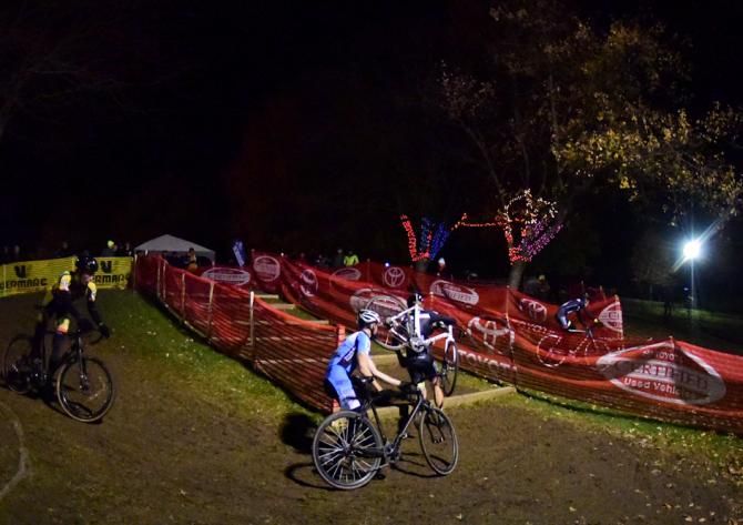 Racers were treated to several zig-zags in the course before and after the stairs