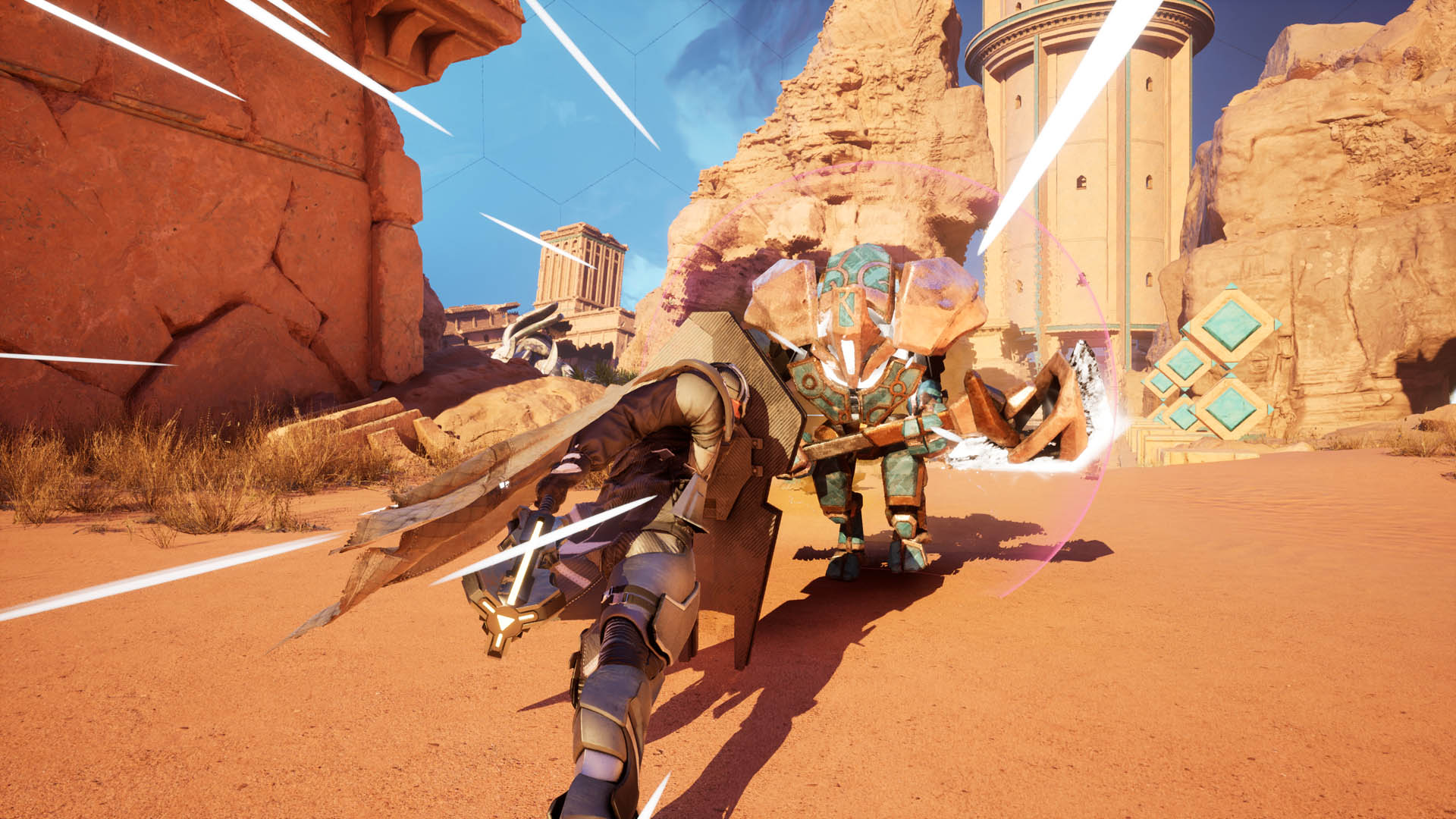 Thrusting forward with a special ability in Empyreal in a desert biome