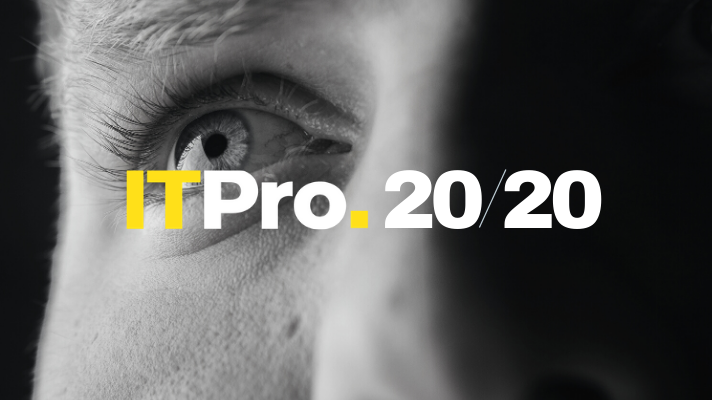 A close up of a man&amp;#039;s eye with the words ITPro 20/20 displayed in front