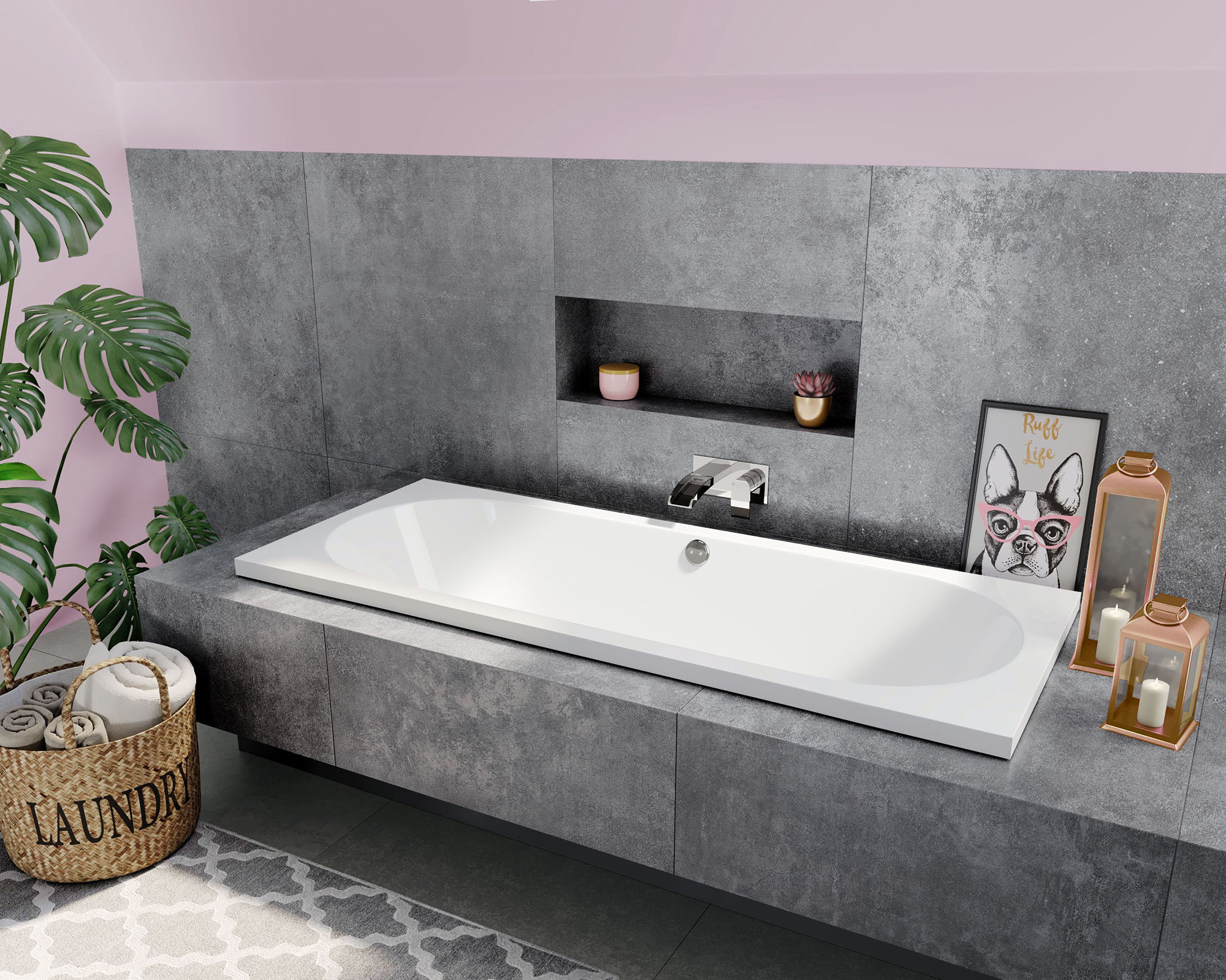 Grey double ended bath from Bathroom Mountain