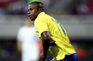 Christian Benitez in action for Ecuador in a friendly against Mexico in September 2010.