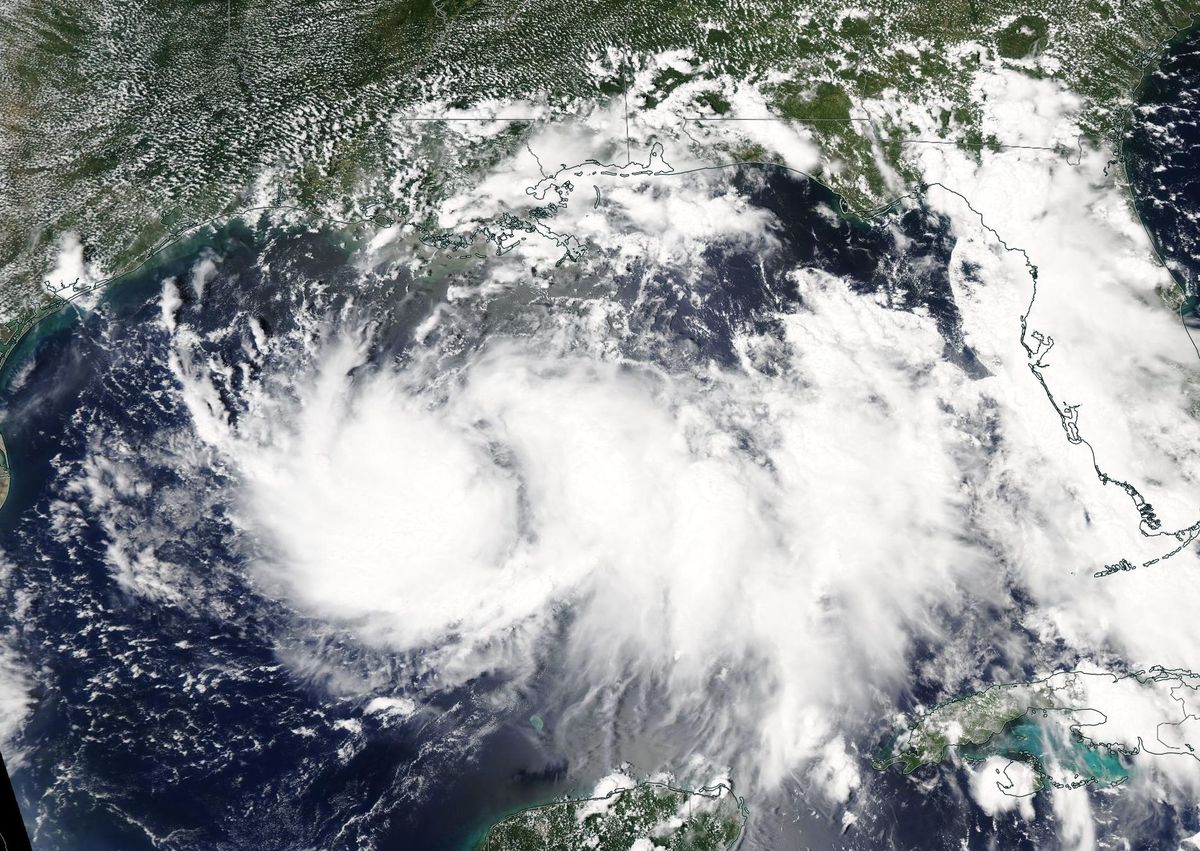 NASA's Aqua satellite provided a visible image to forecasters of Tropical Storm Hanna after it developed in the Gulf of Mexico on July 23 at 1:30 p.m. EDT.