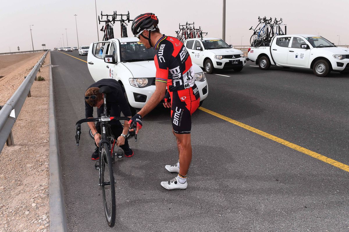 Philippe Gilbert (BMC) was hit by a mechanical on stage 2