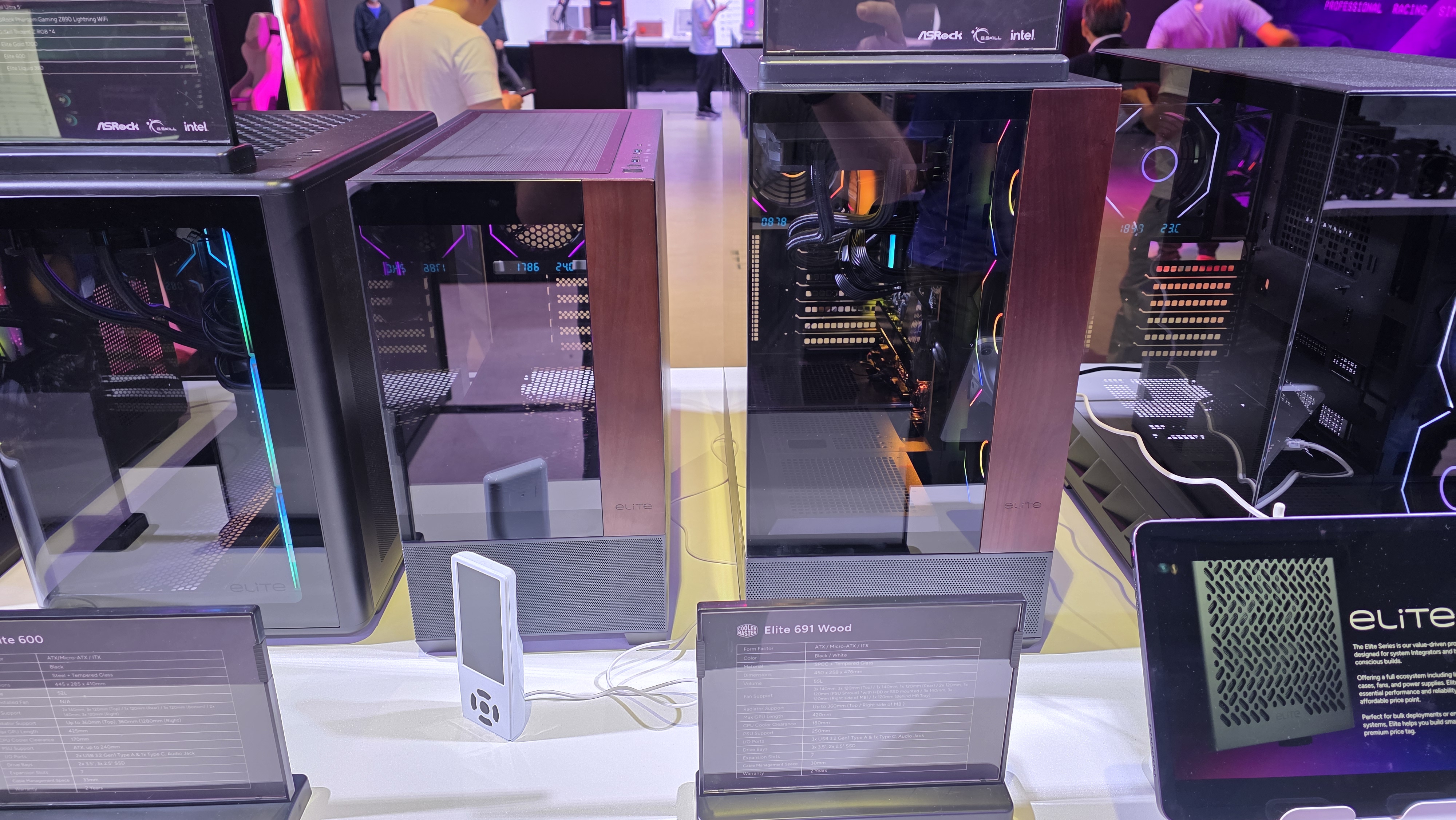 Cooler Master Elite cases on display at Computex 2025.
