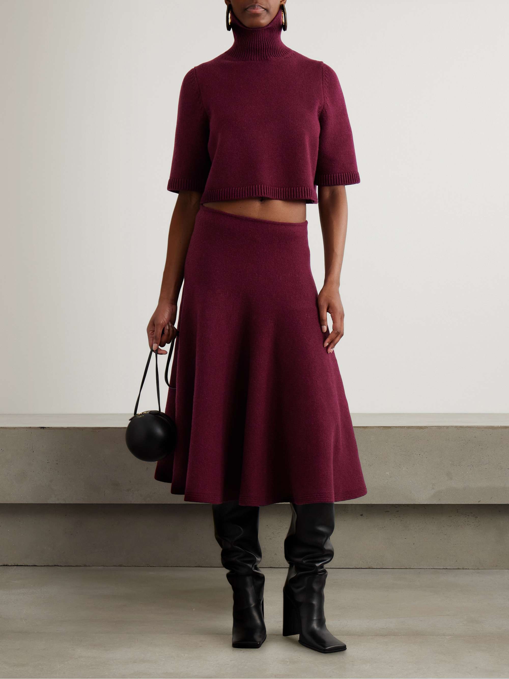 Cropped Cashmere-Blend Turtleneck Sweater