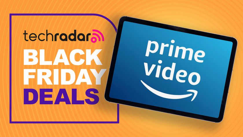An iPad with the Prime Video logo on it next to the words &#039;Black Friday deals&#039; 