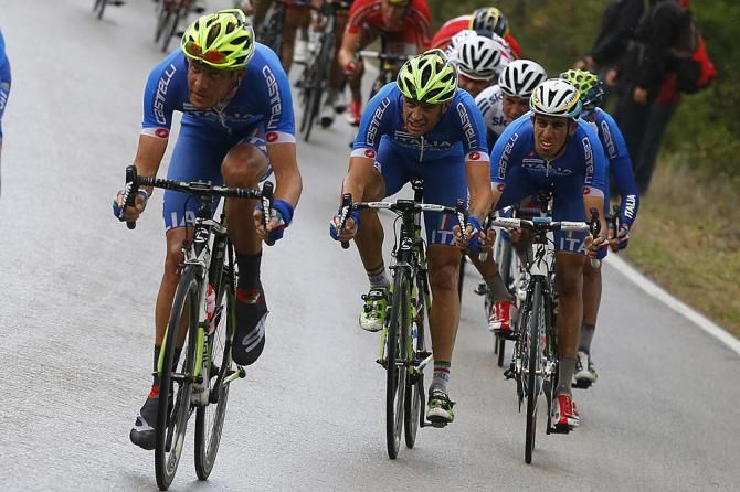 The Italian team leads the peloton at Worlds