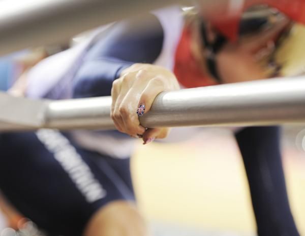 Laura Trott (Great Britain) sports the Union Jack on her fingernails.