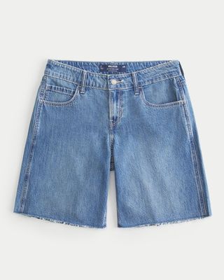 Low-Rise Longer Length Baggy Denim Shorts