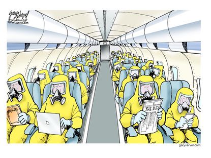 Editorial cartoon Ebola travel world health