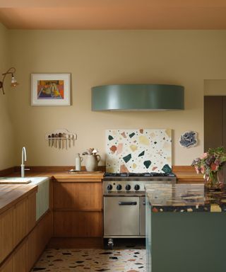 Benjamin Moore retro kitchen featuring Sweet N Sour 103, Golden Garden 221